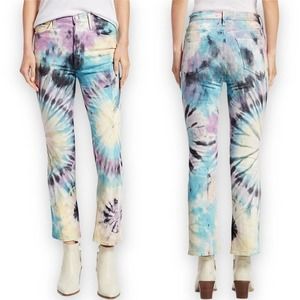 Mother The Tripper Swirling Secrets Tie-Dye High Rise Cropped Bootcut Jeans 27